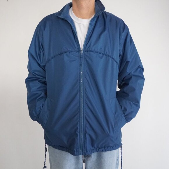 Vintage '90S Penman's Blue Nylon Fleece Lined Zip Up Bomber Jacket Small - Picture 1 of 11
